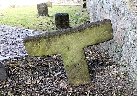 Tau Cross in St.Begnet's Graveyard, Dalkey Castle, Dalkey, Dublin, Ireland